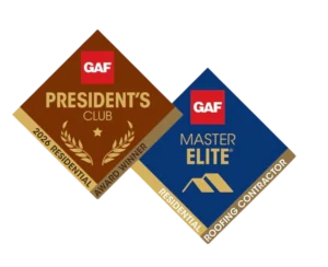 GAF President’s Club and Master Elite roofing contractor awards badge for SECI Construction